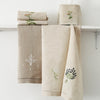 Pure Linen Guest Towel, Hand Embroidered Lavender, Natural