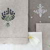 Pure Linen Guest Towel, Hand Embroidered Lavender, White