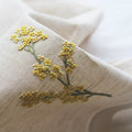 Pure Linen Guest Towel, Hand Embroidered Mimosa, Natural