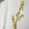 Pure Linen Guest Towel, Hand Embroidered Mimosa, White