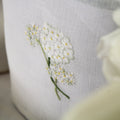 Pure Linen Tissue Box Cover, Hand Embroidered Hydrangea, White