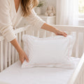White Cotton Baby Boudoir Pillow Sham, Pink Trim