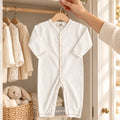 Luxury White Pima Cotton Baby Onesie | Picot Trim