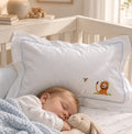Blue & White Cotton Baby Bedding Gift Set | Hand Embroidered Safari Animals