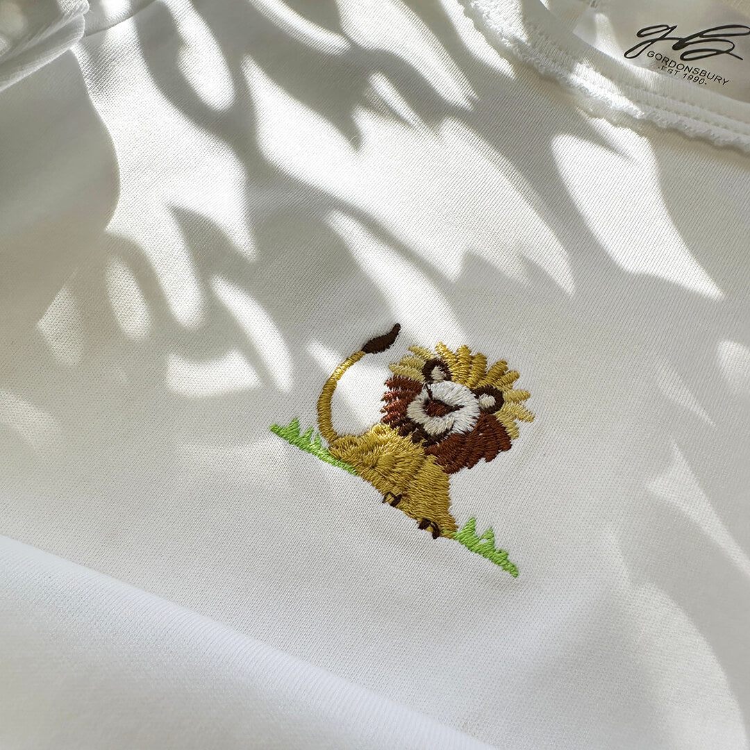 pima cotton newborn sleepsack with lion