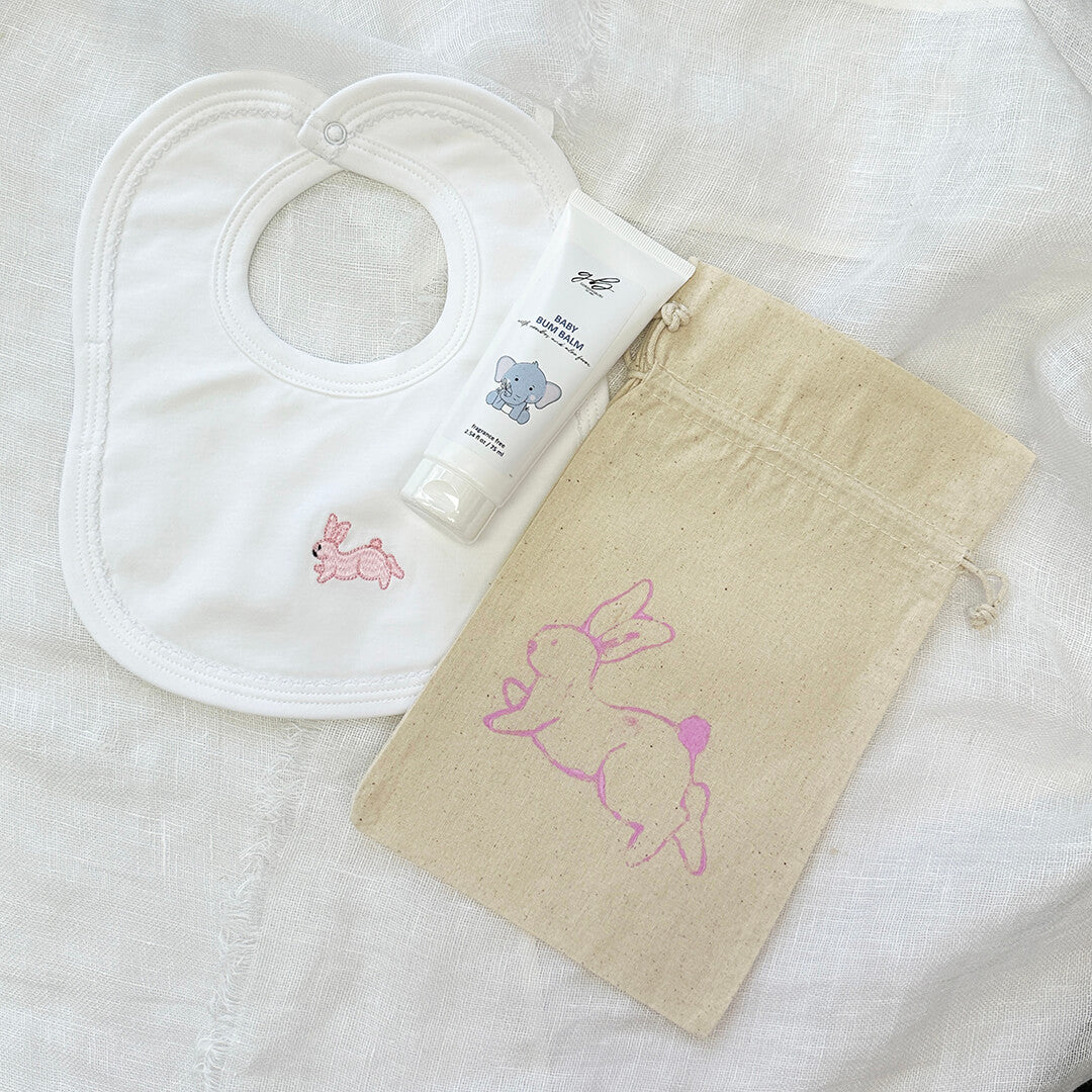 Pink Bunny Bib Baby Gift Set