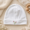 Rosebuds beanie. A delicate embroidered rosebud. Gordonsbury.