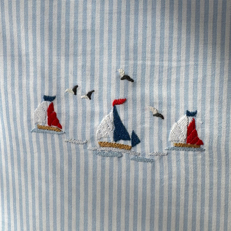 Sailboat on Blue Stripe Tissue Box Cover