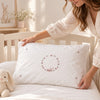 White Cotton Standard Pillow Sham, Pink Rosebuds