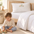 White Cotton Standard Pillow Sham, Safari Animals