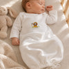 Luxury White Pima Cotton Newborn Sleepsack | Embroidered