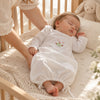 Luxury White Pima Cotton Newborn Sleepsack | Embroidered