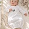 Luxury White Pima Cotton Newborn Sleepsack | Embroidered