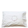White Cotton Standard Pillow Sham, Pink Rosebuds