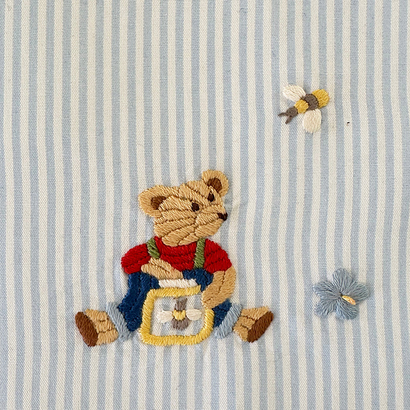 Teddy Bear on Blue Stripe Tissue Box Cover