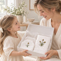 White Linen Bathroom Gift Set | Hand Embroidered Tulips | Gordonsbury