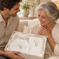White Linen Bathroom Gift Set | Hand Embroidered Hydrangea | Gordonsbury