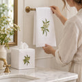 White Linen Bathroom Gift Set | Hand Embroidered Elderflowers Gordonsbury