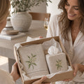 Natural Linen Bathroom Gift Set | Hand Embroidered Elderflowers | Gordonsbury