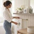 White Linen Bathroom Gift Set | Hand Embroidered Lavender | Gordonsbury