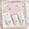 Pink Striped Hooded Towel & Baby Bath Gift Set | Hand Embroidered Rosebuds