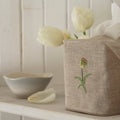 hand embroidered tulip linen cotton tissue box cover