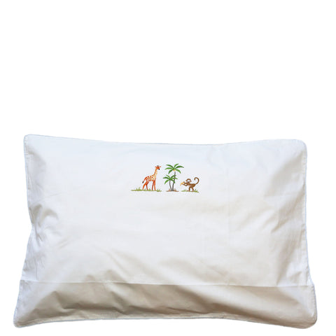 queen size hand embroidered on safari pillowcase