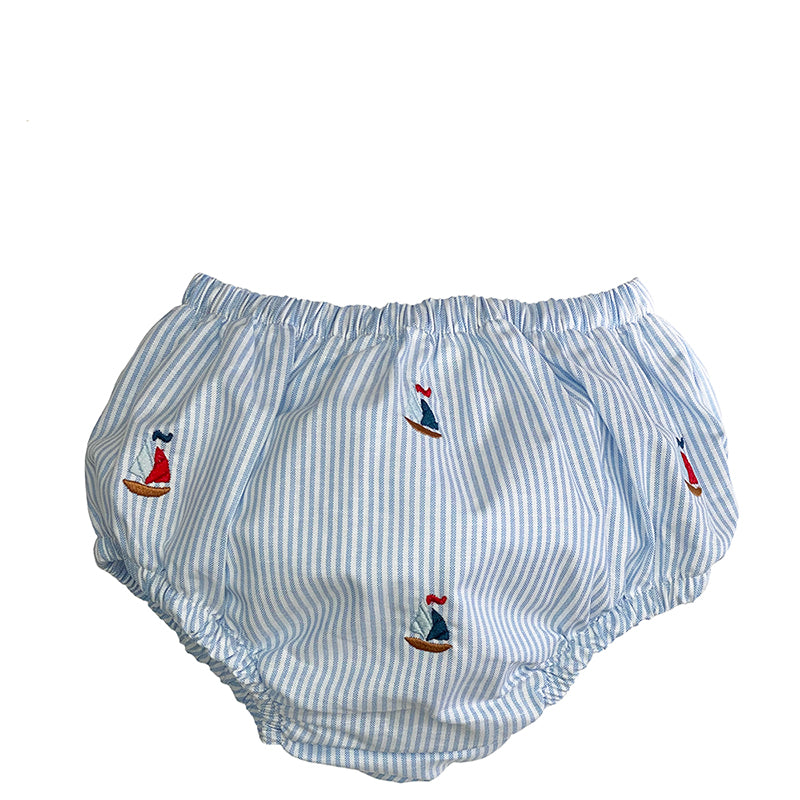 Nautical Cotton Diaper Cover with Sailboats