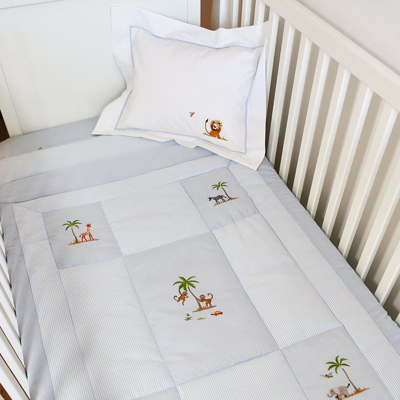 Crib Fitted Sheet on Safari Blue