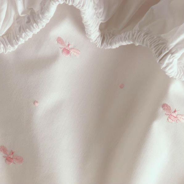 Crib Fitted Sheet Baby Bee Pink