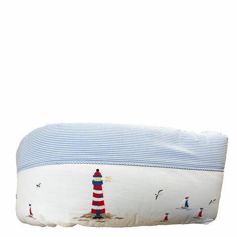 crib bumper nautical blue stripe boat and lighthouse