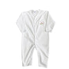white cotton onesie with rosebud