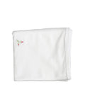 white cotton receiving blanket with rosebuds