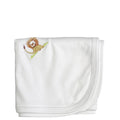 white cotton receiving blanket with lion