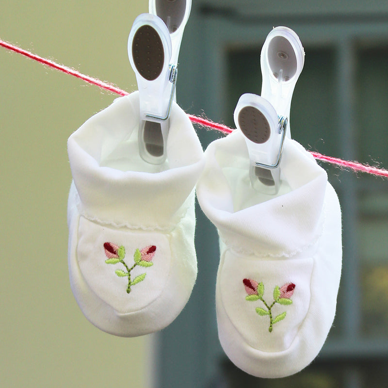 rosebud booties hanging